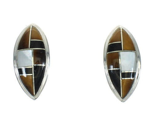 Southwest Multicolor Silver Post Earrings AX81215
